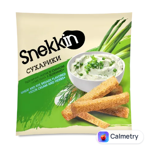 Сухарики Snekkin пшенично-житні зі смаком сметани та зелені