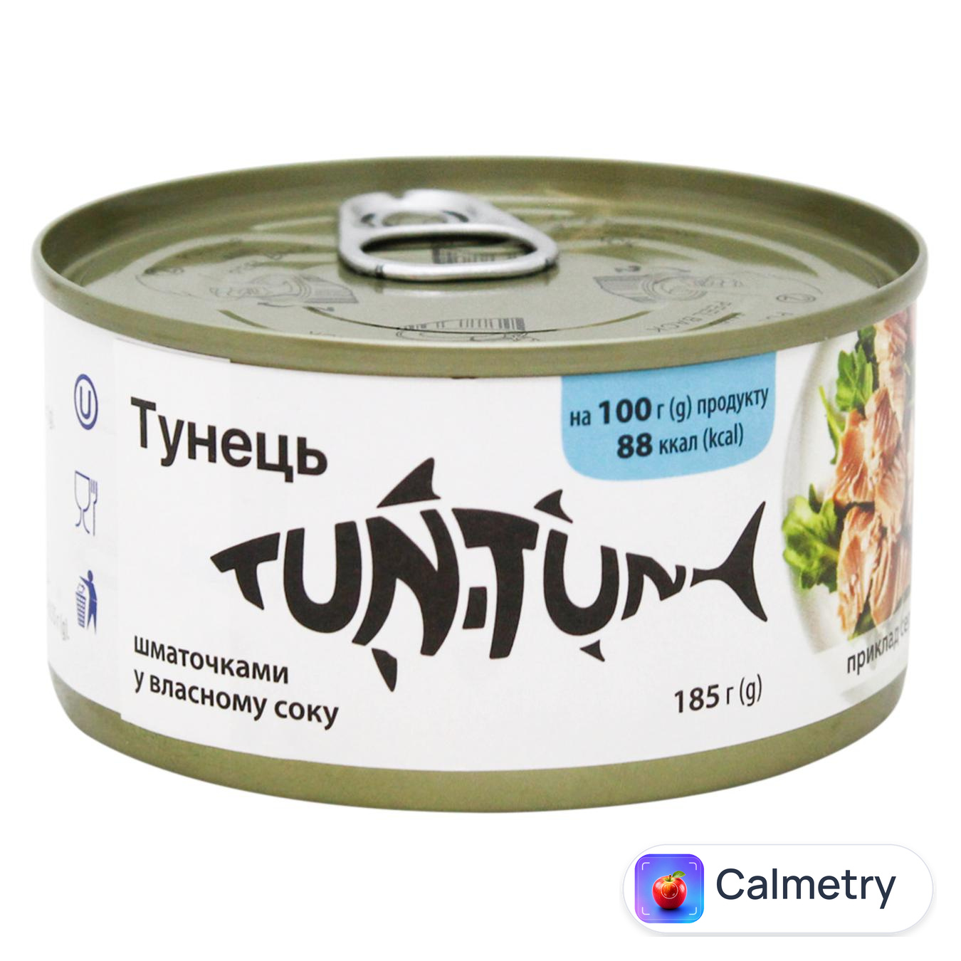 Тунець Tun-Tun шматочками у власному соку 185г — фото продукту