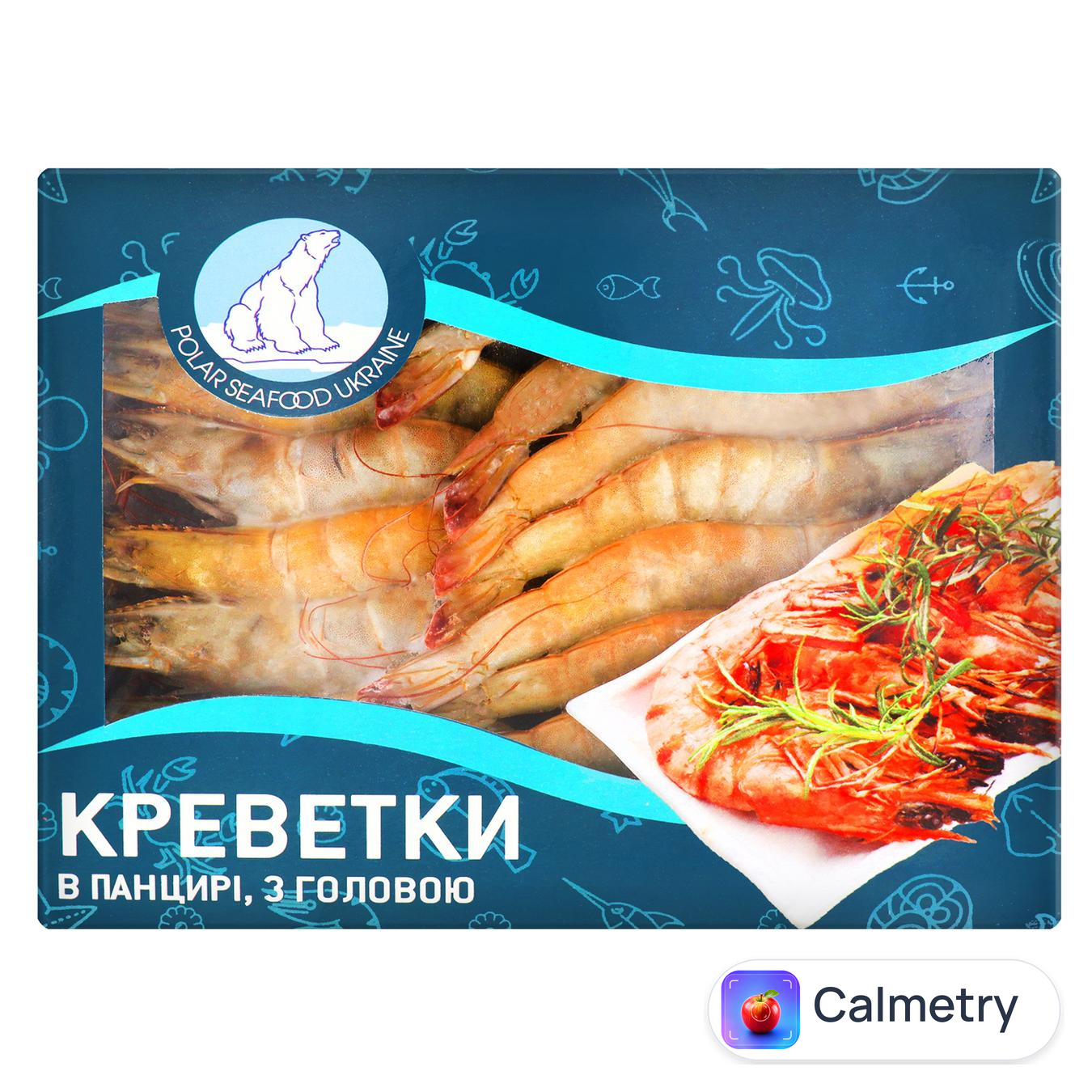 Креветки Seafood Line з головою в панцирі сирі заморожені 16/20 800г