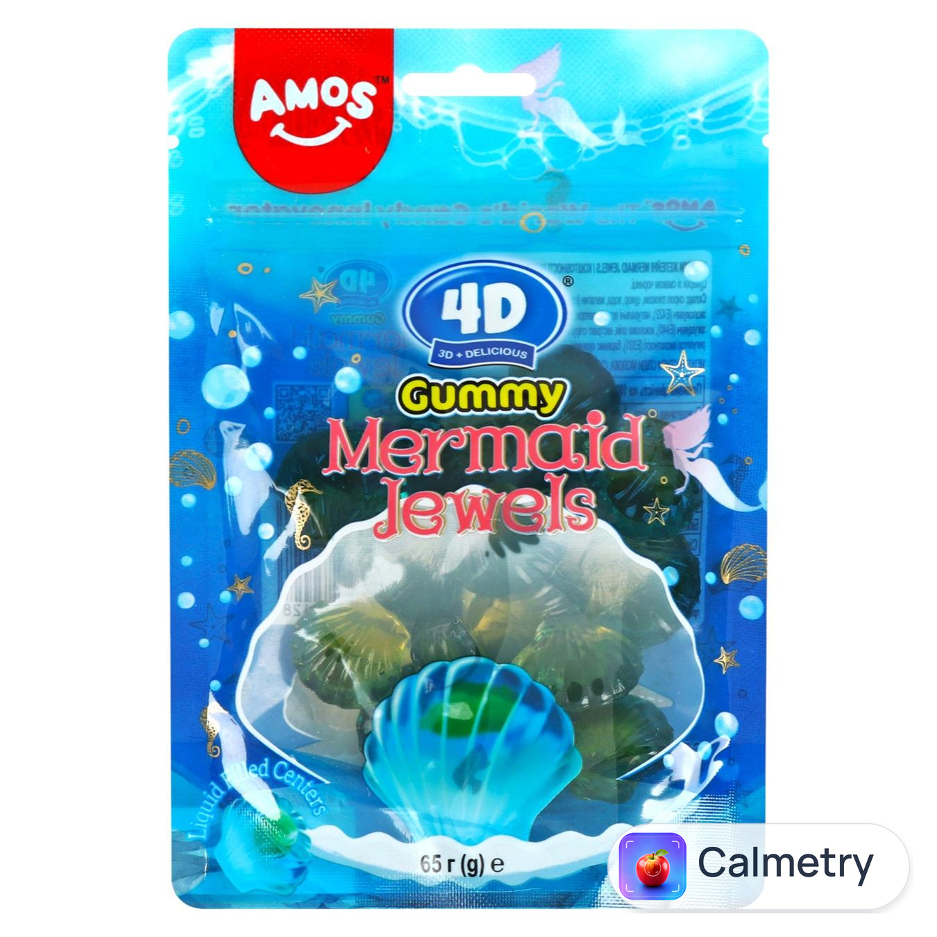 Цукерки Amos 4D Gummy Коштовності русалки желейні 65г Аmos
