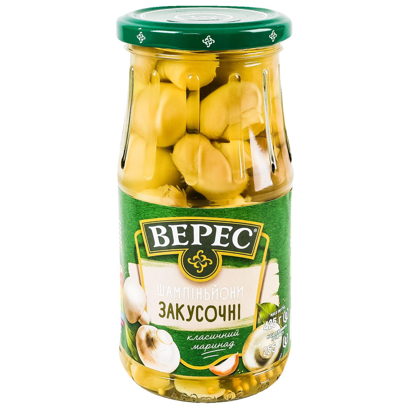 Шампіньйони Верес Закусочні 425г — фото продукту