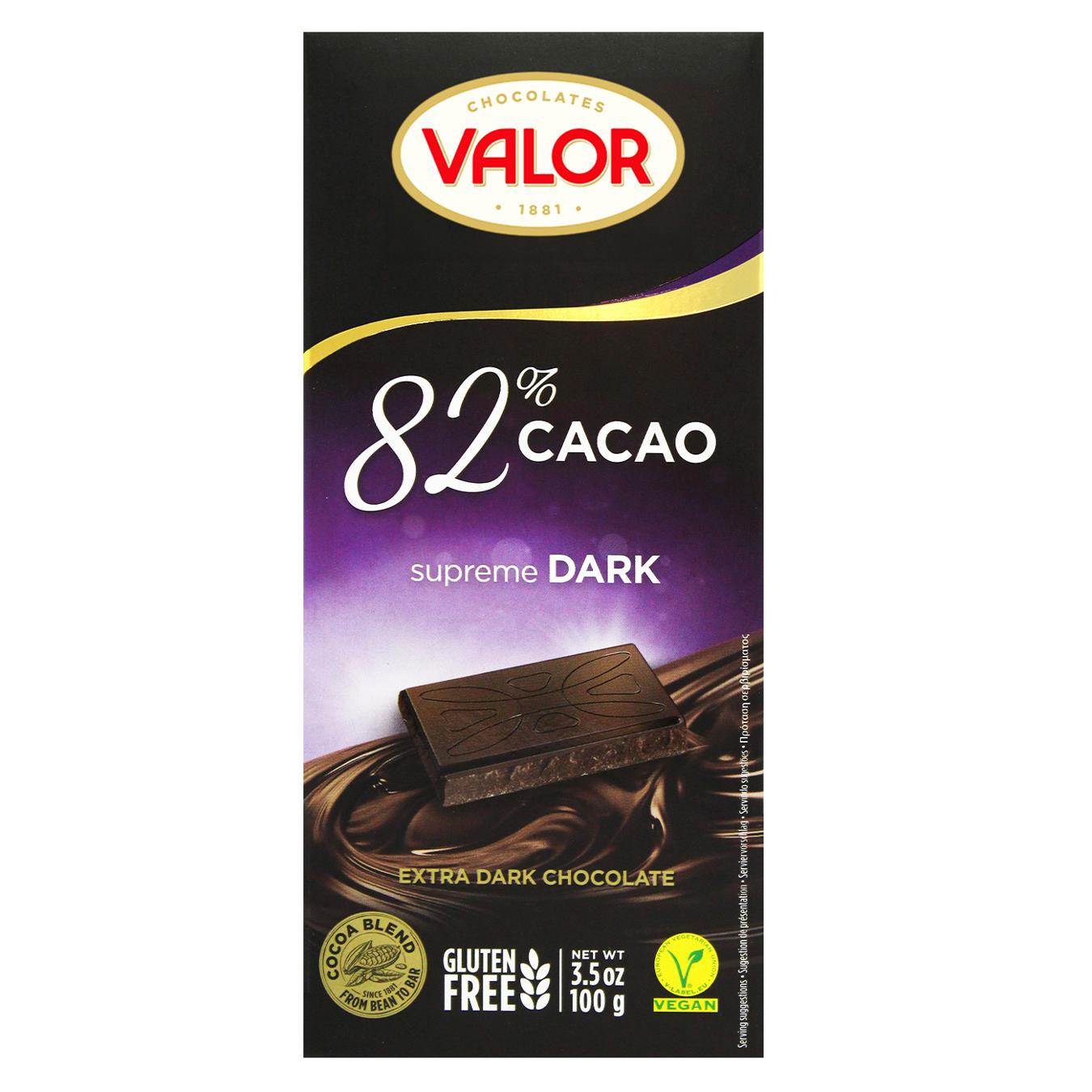 Шоколад чорний Valor 82% 100г — фото продукту