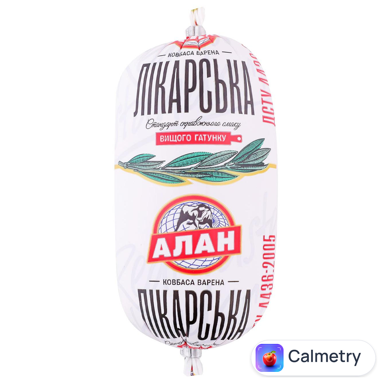 Ковбаса Алан Лікарська варена вищий сорт 400г — фото продукту