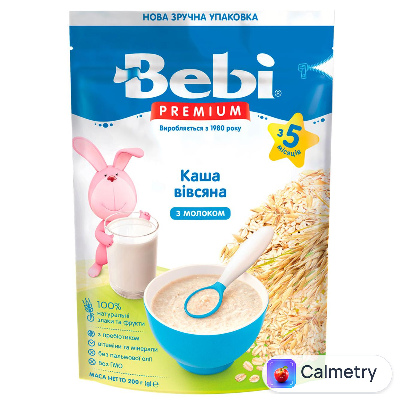 Каша молочна Bebi Premium вівсяна для дітей з 5 місяців 200г — фото продукту