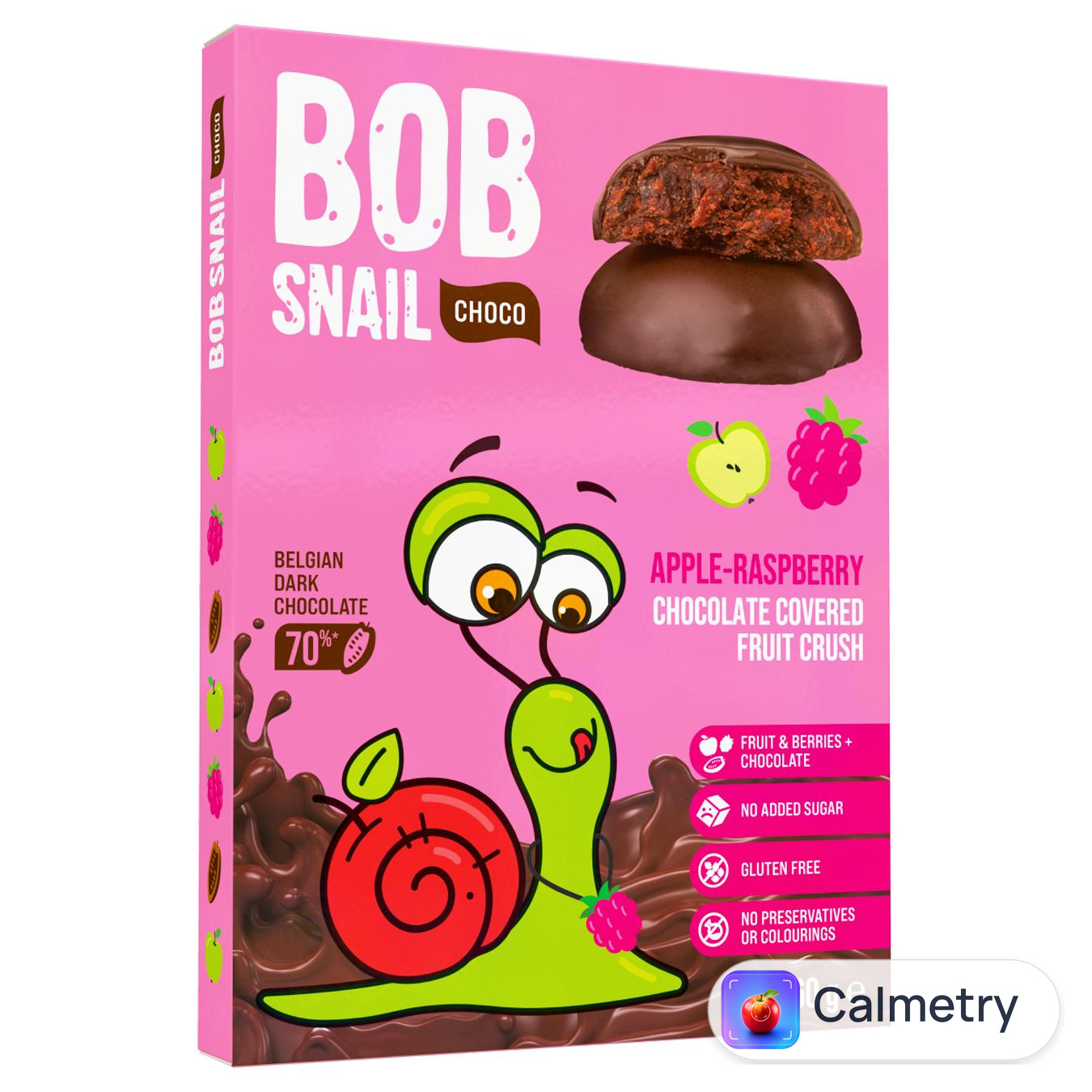 Цукерки Bob Snail яблучно-малинові в чорному шоколаді 60г
