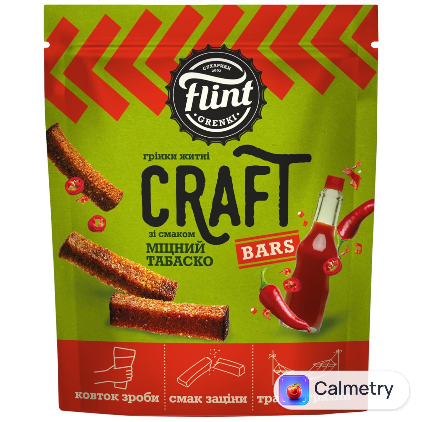 Грінки Flint Craft Bars зі смаком Міцний табаско 80г