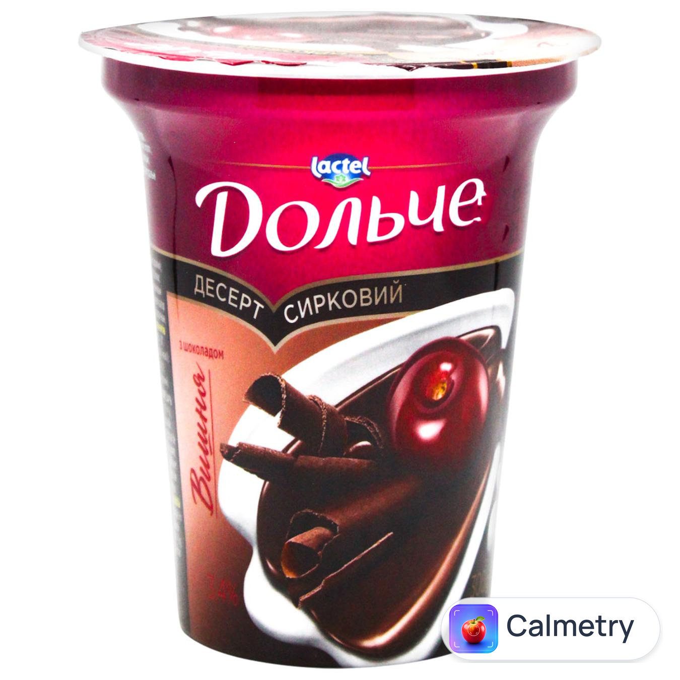 Десерт сирковий Дольче вишня з шоколадом 3,4% 300г — фото продукту