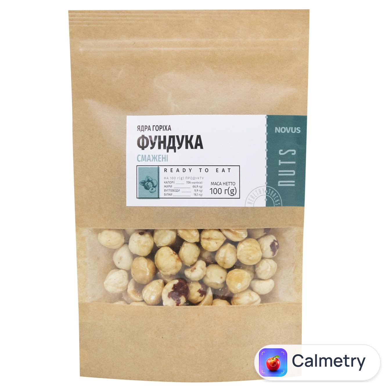 Ядра фундука Novus смажені 100г — фото продукту