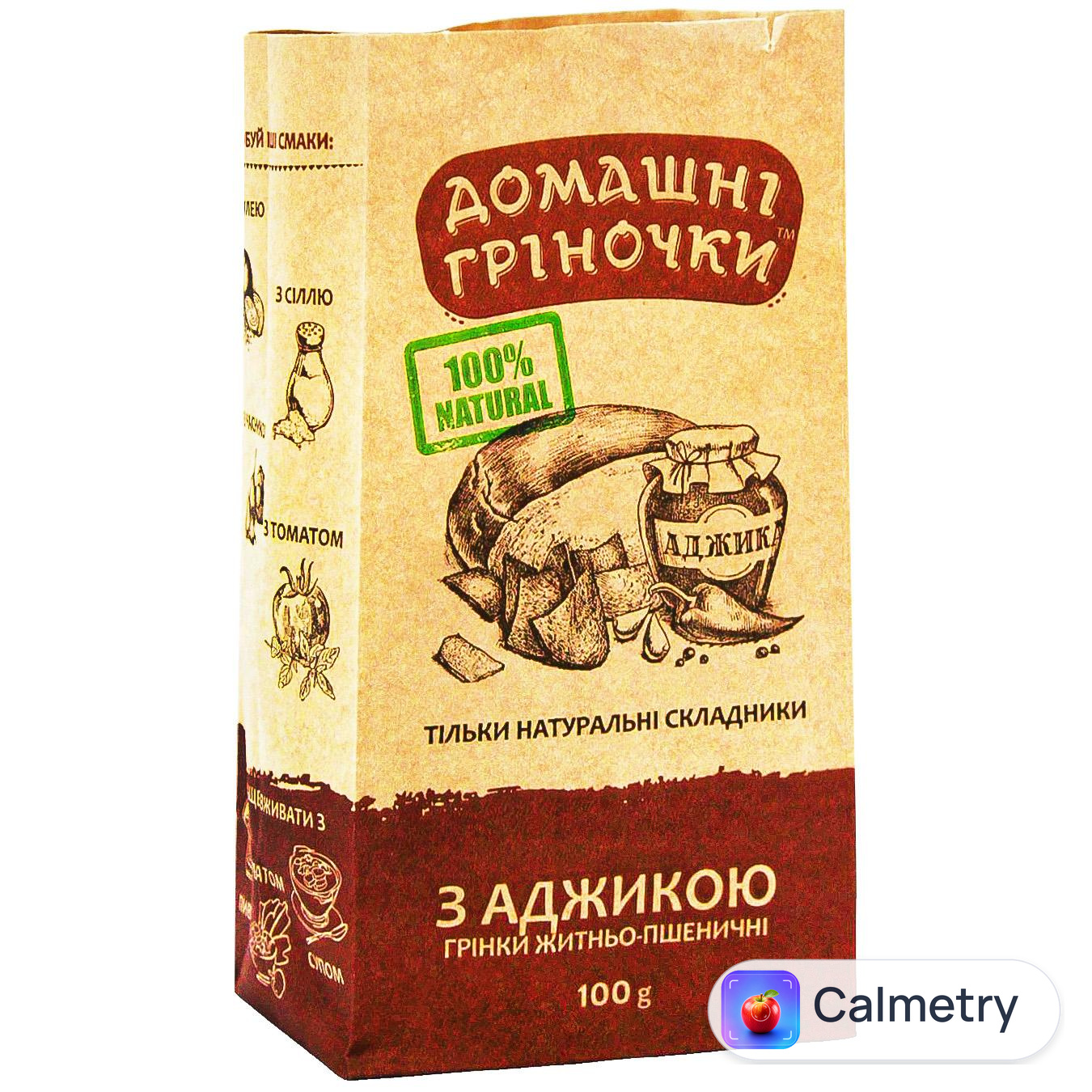 Грінки Домашні Гріночки з аджикою 100г — фото продукту