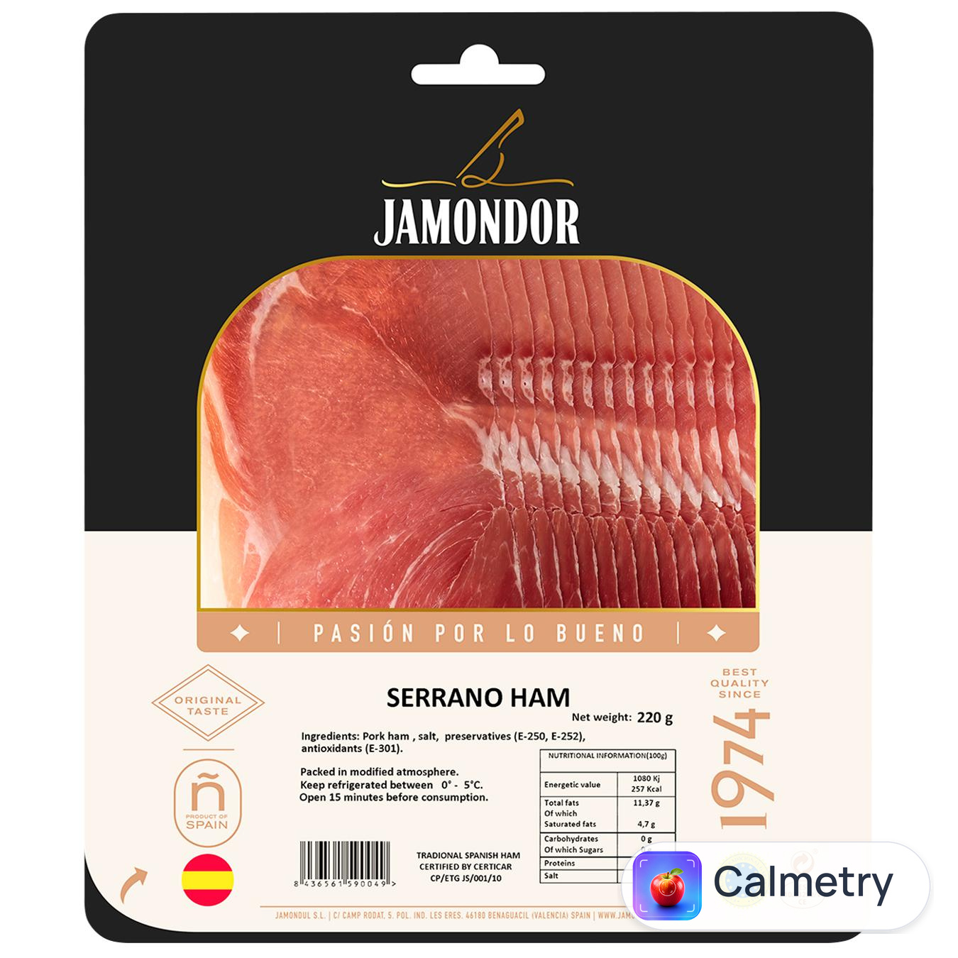 Хамон Jamondul Серрано 14 місяців нарізка 220г