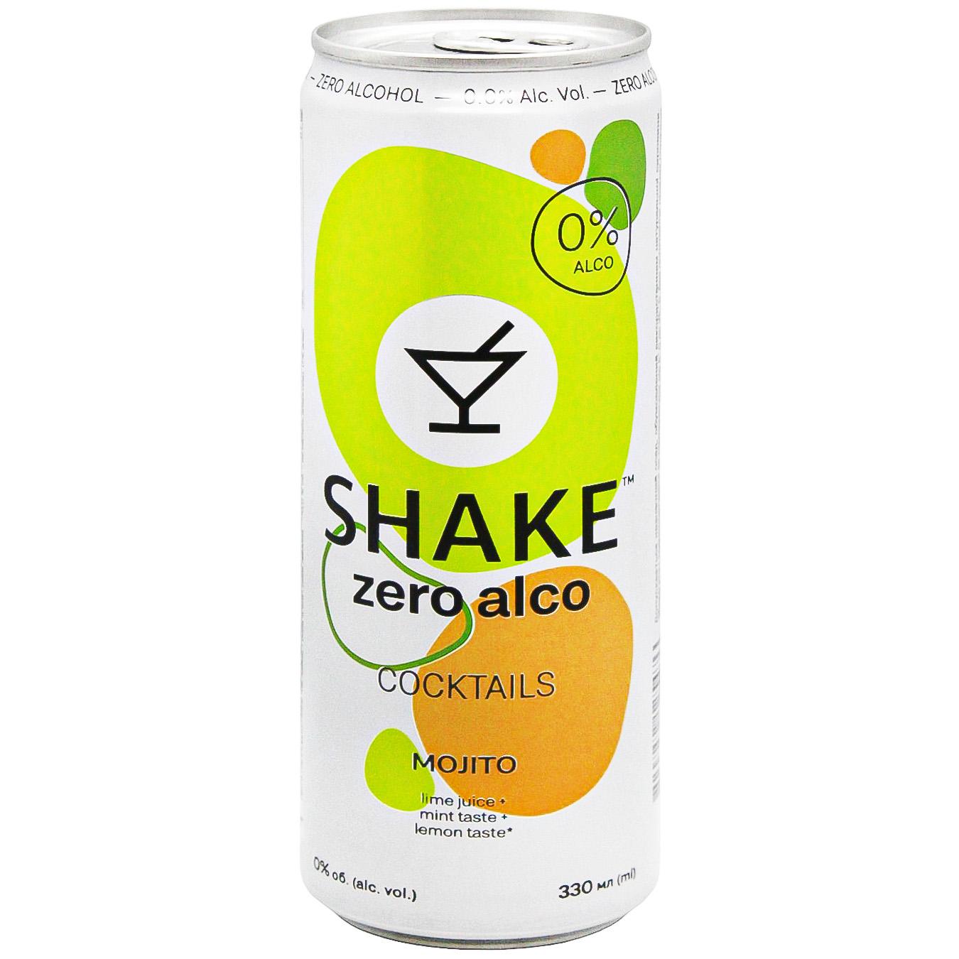 Напій безалкогольний Shake Zero Alco Cocktails Мохіто сильногазований соковмісний 0,33л — фото продукту