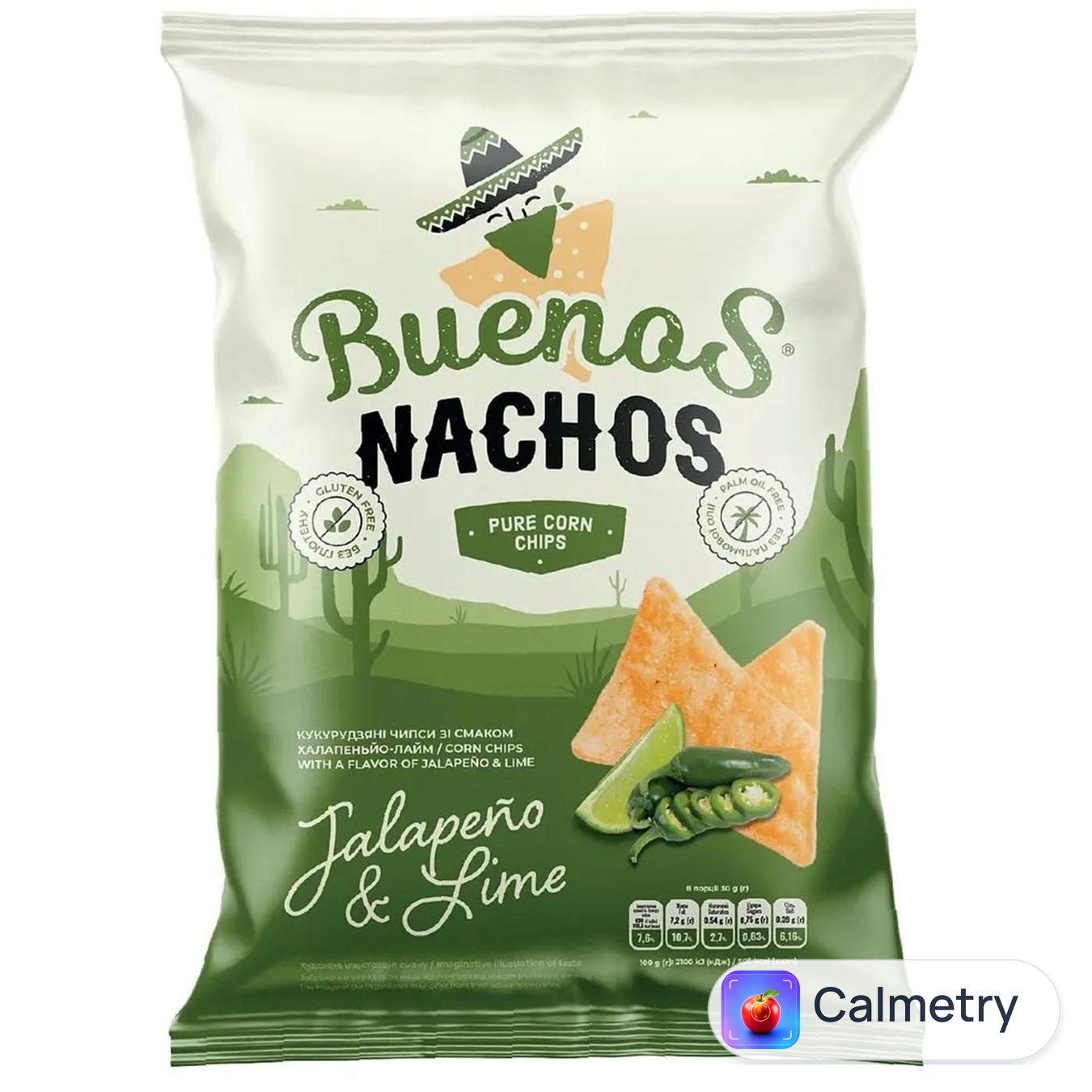 Чипси кукурудзяні Nachos Buenos зі смаком халапеньйо-лайму 90г — фото продукту