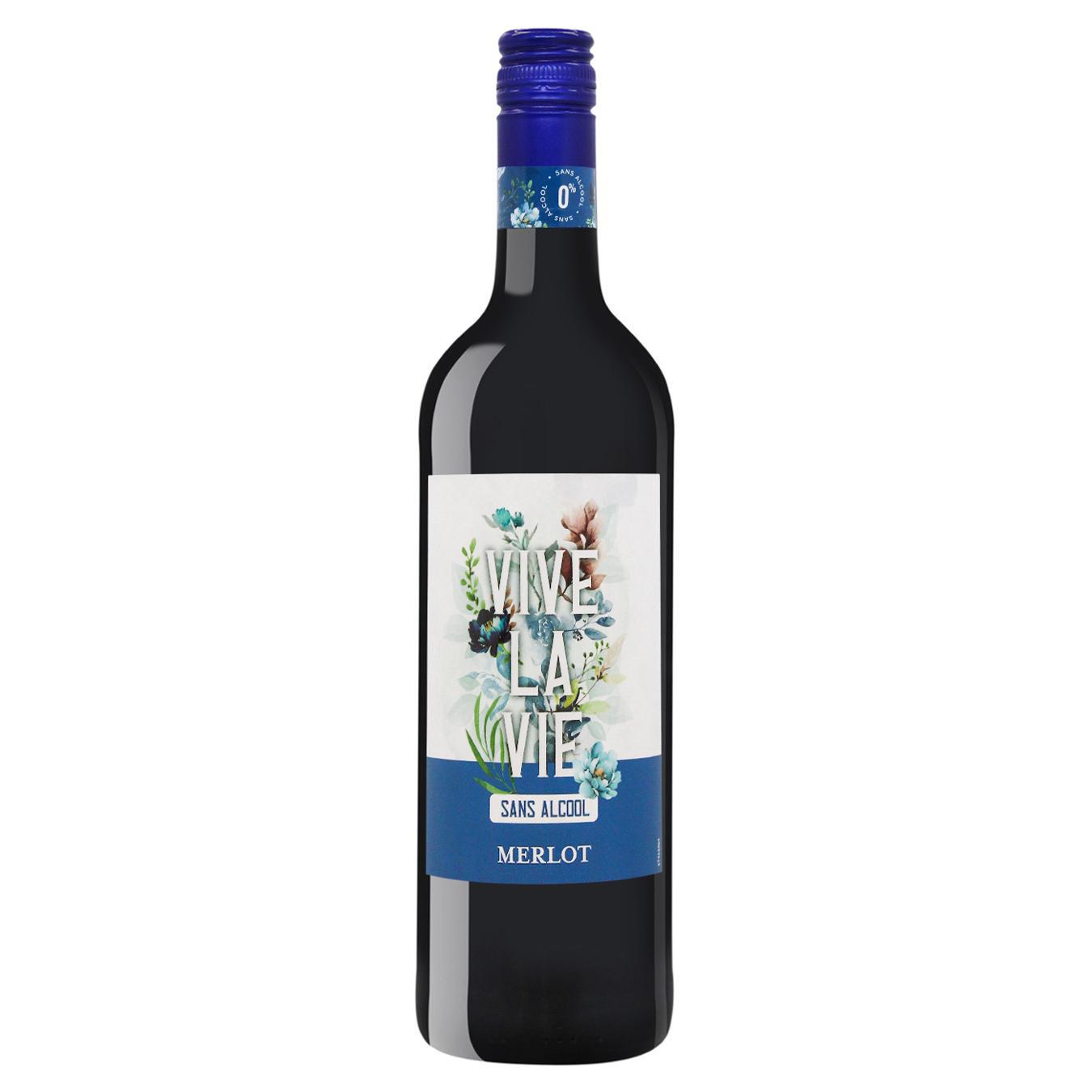 Вино Vive la Vie Merlot червоне напівсолодке безалкогольне 0,75л — фото продукту