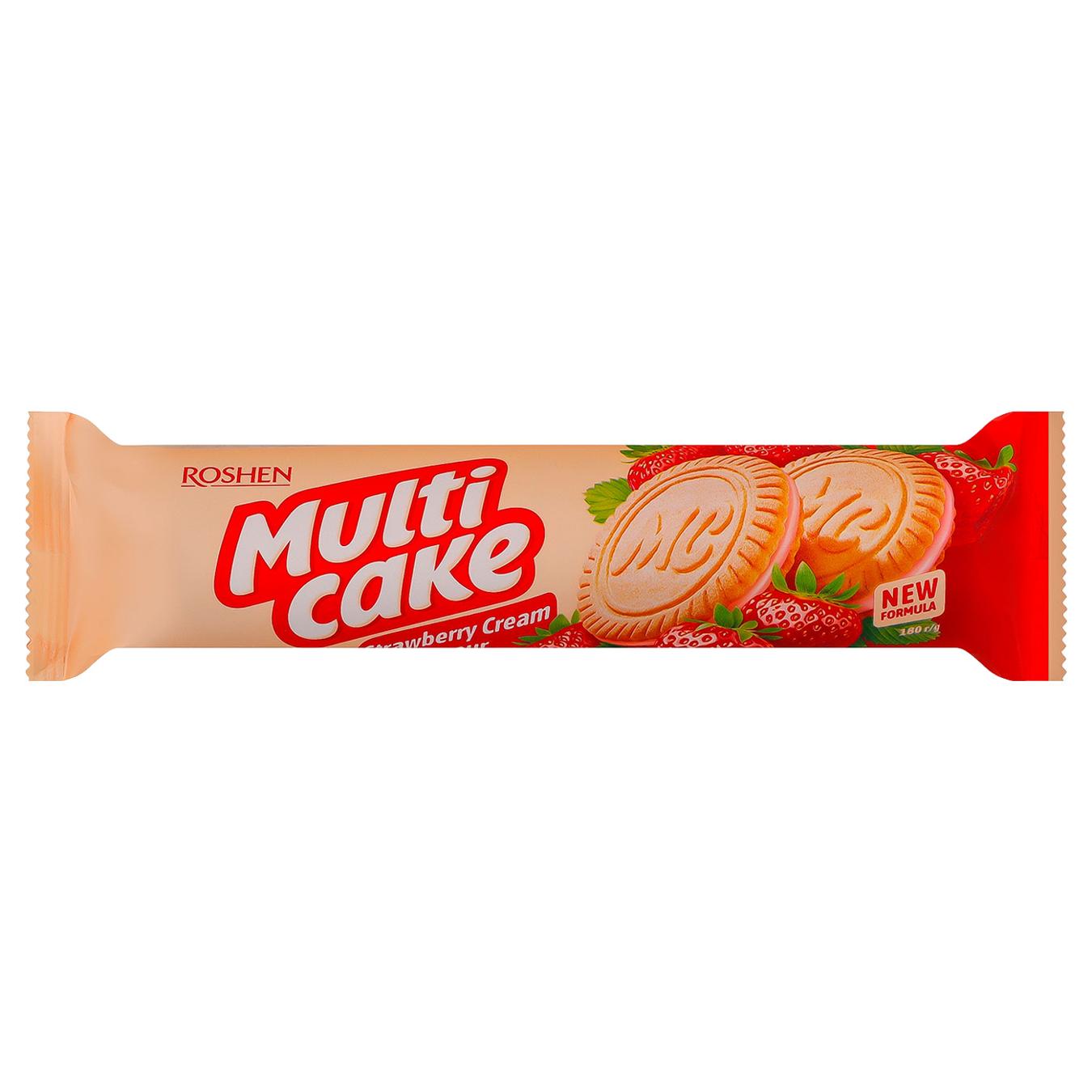 Печиво Roshen Multicake з начинкою полуниця-крем 180г — фото продукту