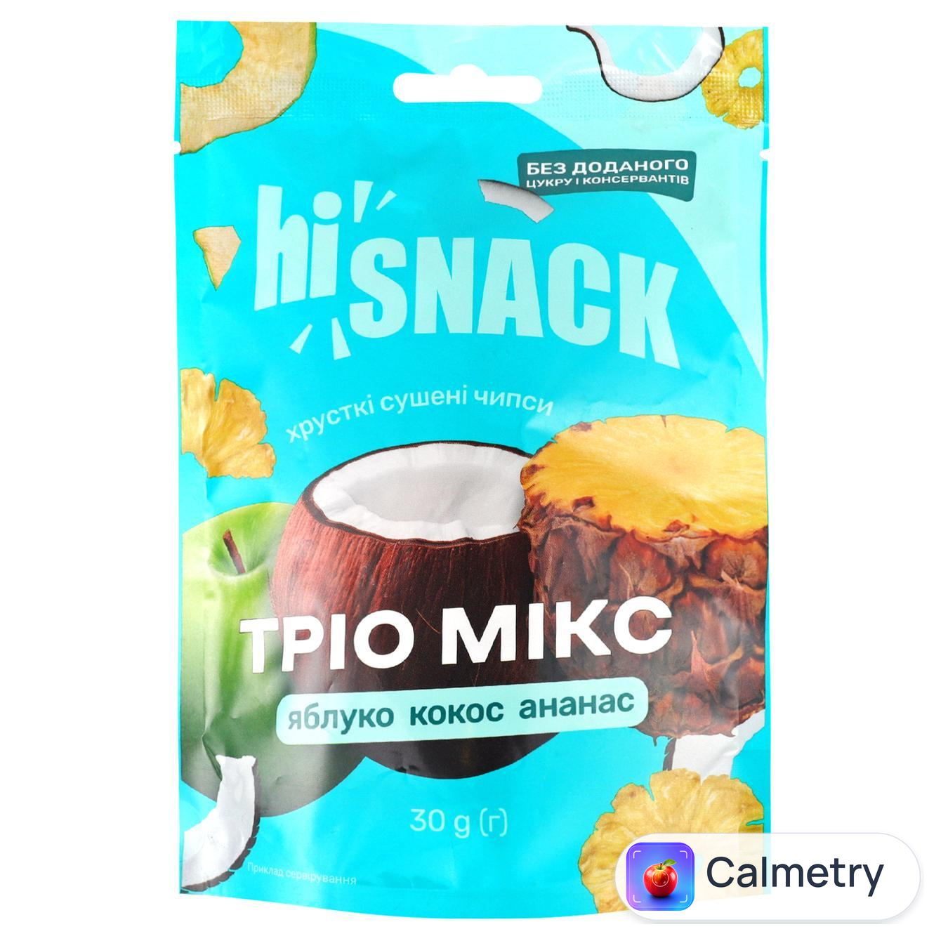 Чипси фруктові hiSnack Яблуко, кокос, ананас 40г — фото продукту