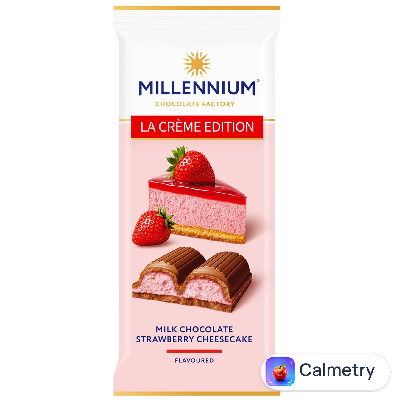 Шоколад молочний Millennium La Creme Edition з кремовою начинкою зі смаком Полуничний чізкейк 100г — фото продукту