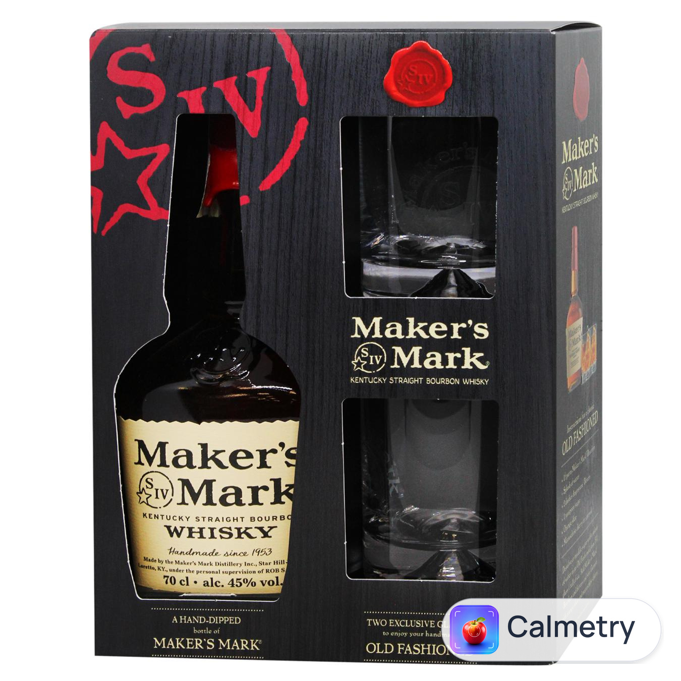 Бурбон-Віскі Maker's Mark 45% 0,7л +2 склянки — фото продукту