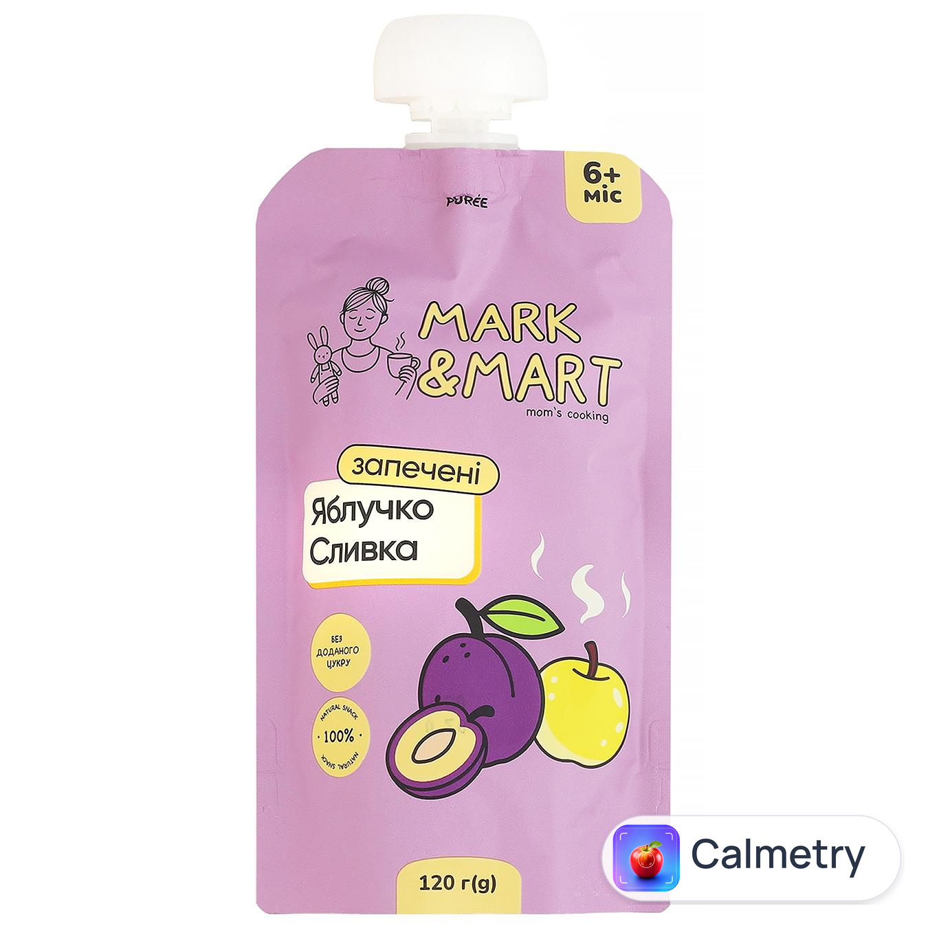 Пюре фруктове Mark&Mart Запечене яблучко і сливка 120г