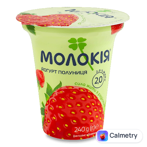 Йогурт Молокія з полуницею густий 2%, 240г