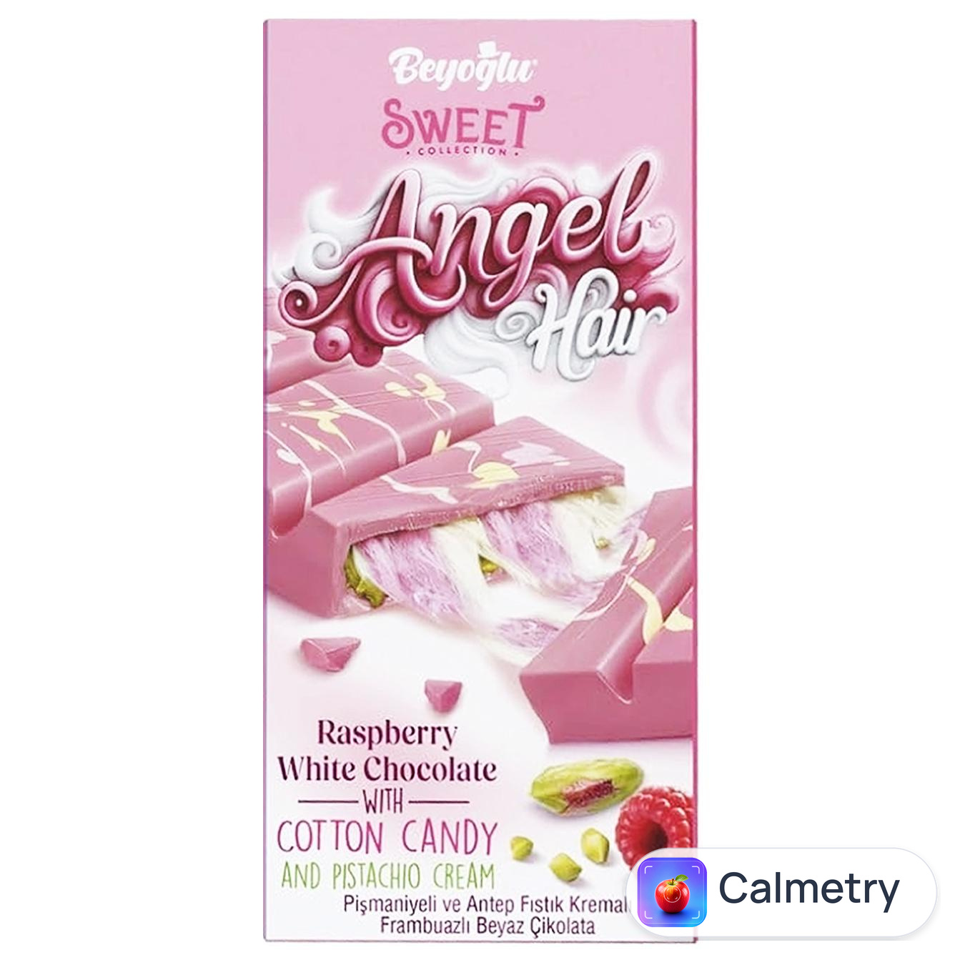 Шоколад білий Beyoglu Angel Hair з малиною, пишманіє та кремом із фісташок 170г