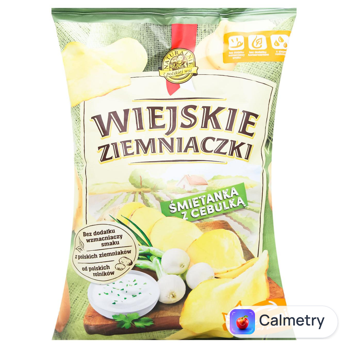 Чипси Wiejskie Ziemniaczki зі смаком сметани та цибульки 130г