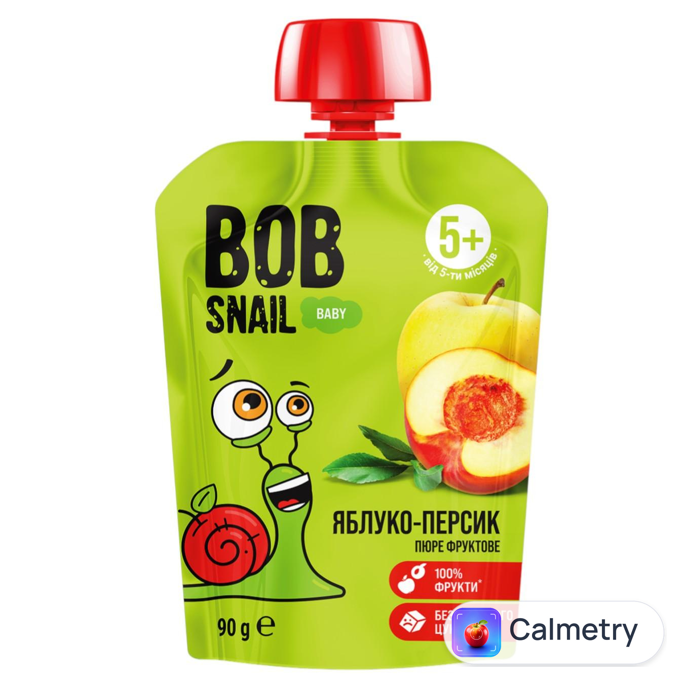Пюре Snail Bob Яблуко-персик 90г — фото продукту