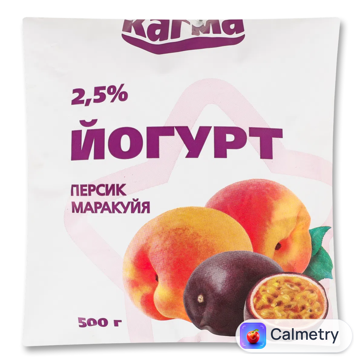 Йогурт «Кагма» персик-маракуйя 2,5% п/е 500мл