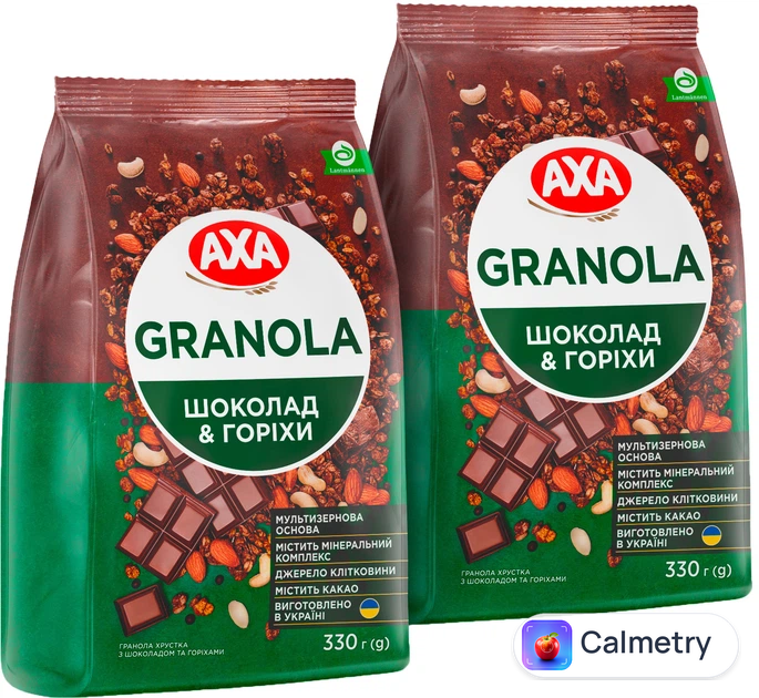 Упаковка граноли АХА хрустка з шоколадом і горіхами 330 г х 2 шт