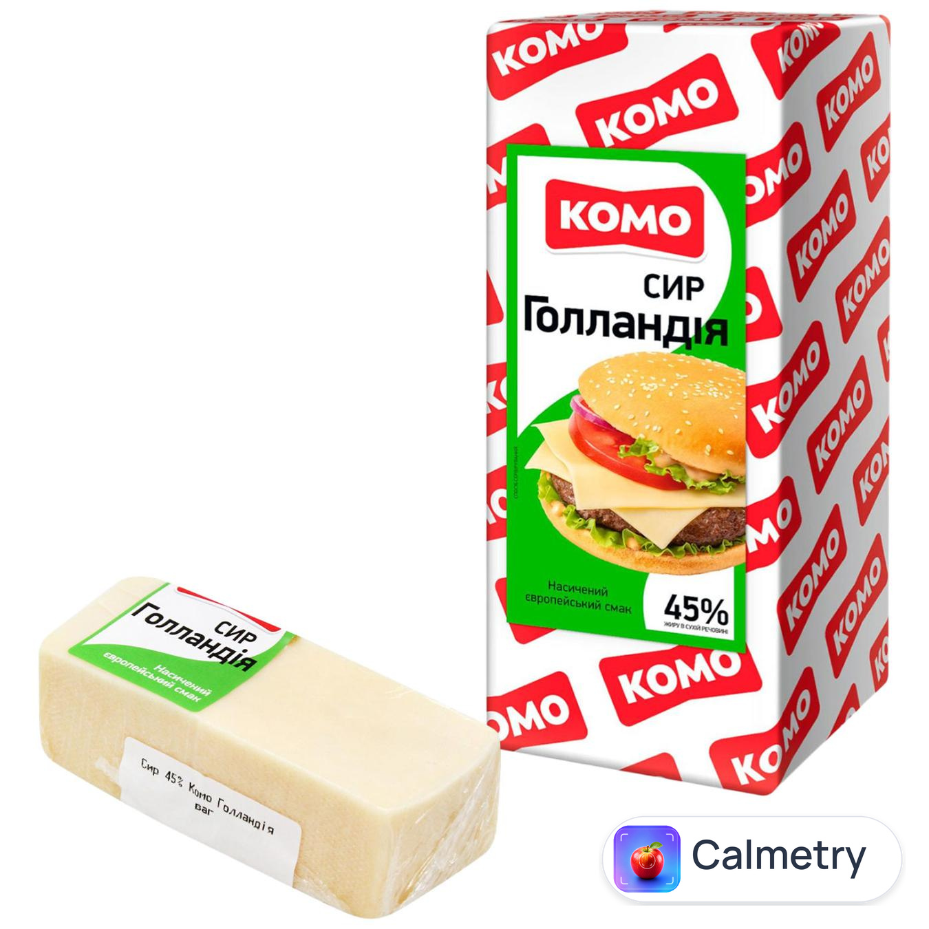 Сир Комо Голландія твердий 45% брусок — фото продукту