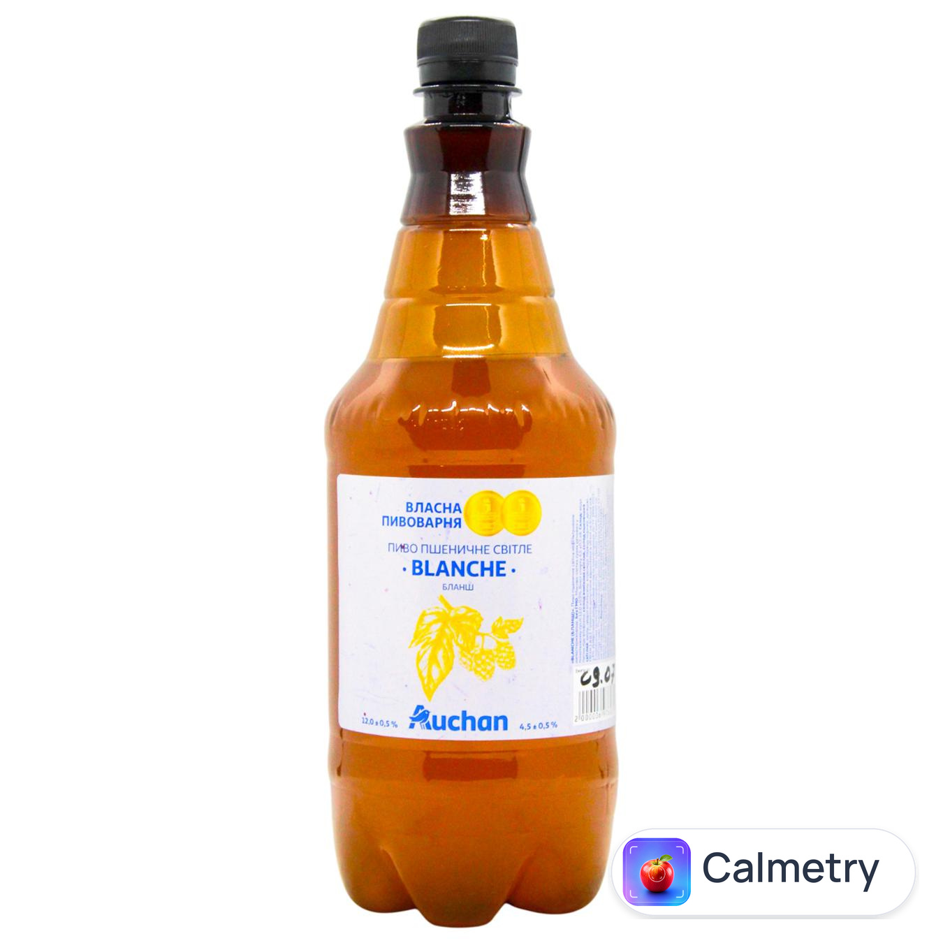 Пиво Auchan Бланш пшеничне світле нефільтроване 4,5% 1л