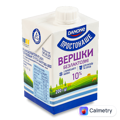 Вершки Простонаше стерилізовані безлактозні 10% т/б, 200г