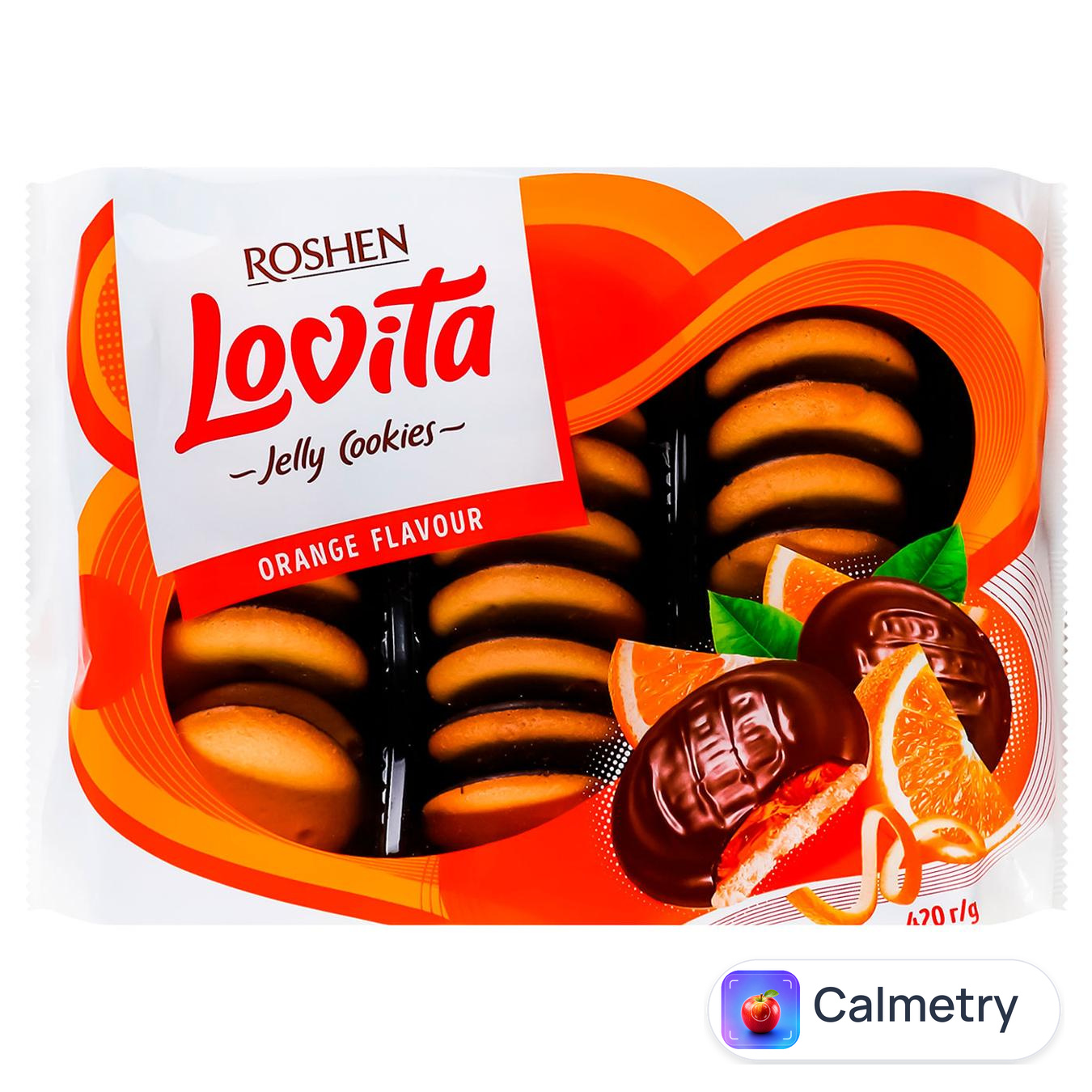 Печиво Roshen Lovita здобне з желейною начинкою зі смаком апельсину 420г — фото продукту