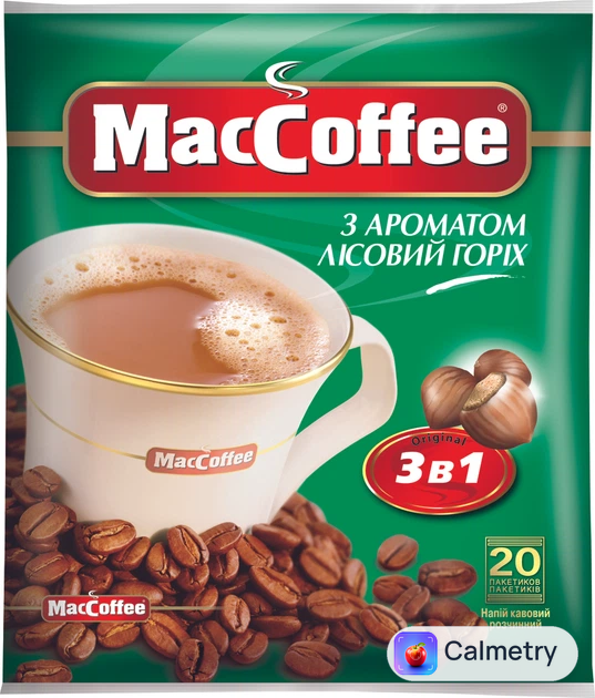 Кавовий напій 3в1 MacCoffee з ароматом лісовий горіх 18 г x 20 шт