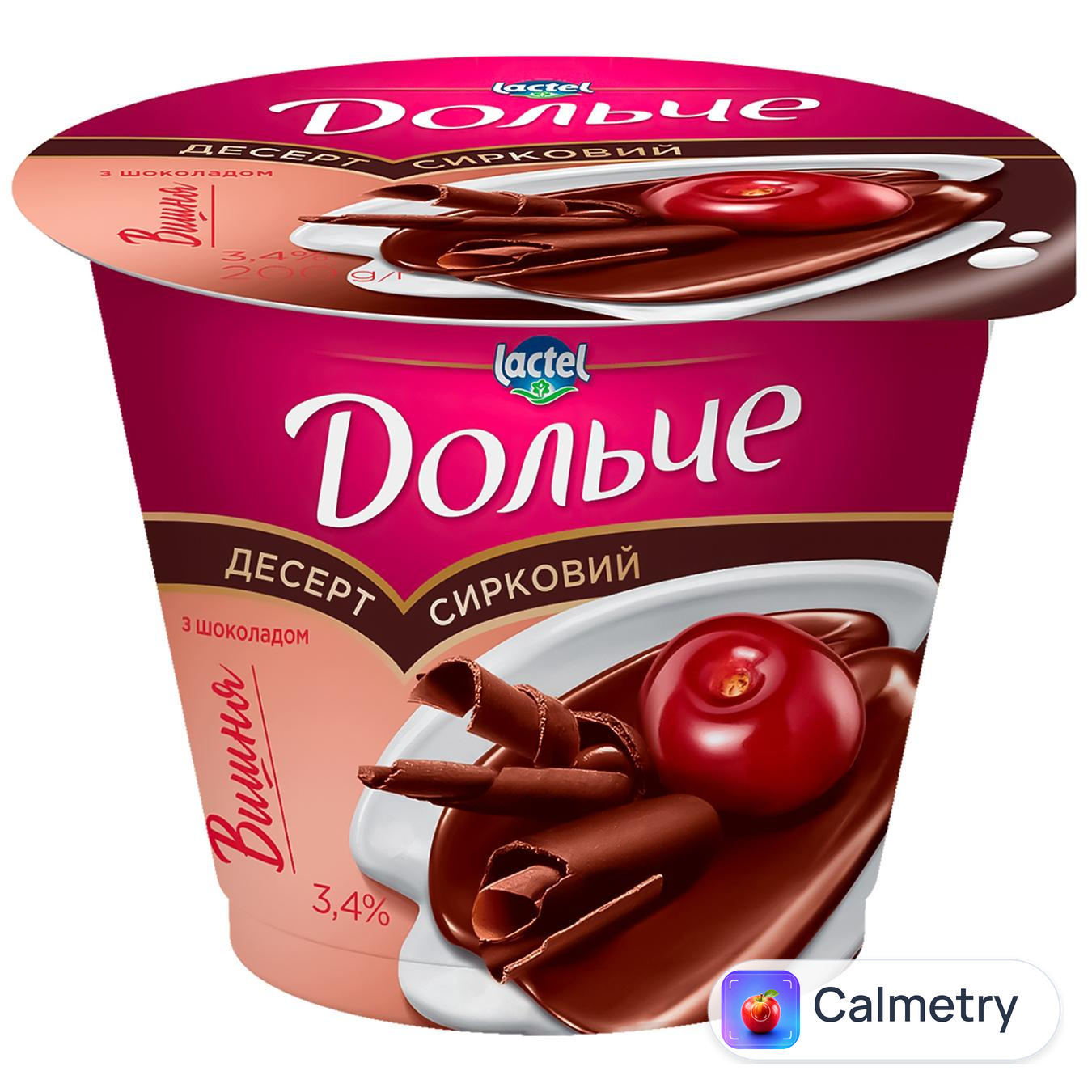 Десерт сирковий Дольче вишня з шоколадом 3,4% 200г — фото продукту