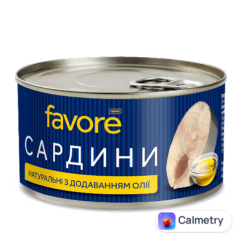 Сардина Favore натуральна з додаванням олії ключ, 230г
