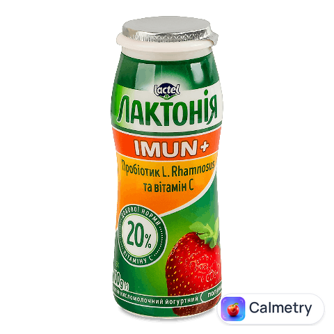 Напій кисломолочний йогуртний «Лактонія» Imun+ полуниця 1,5%, 100г
