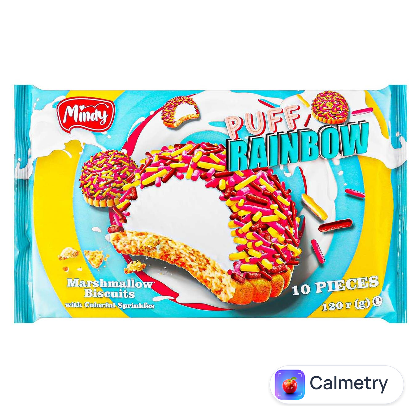 Десерт Mindy Puff Rainbow Печиво з маршмелоу з кольоровою цукровою посипкою 120г — фото продукту