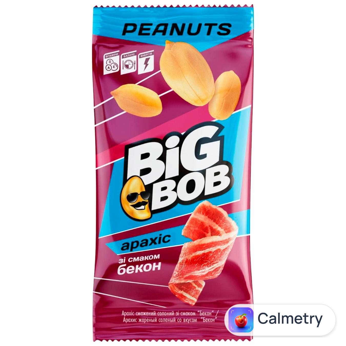 Арахіс Big Bob смажений солоний зі смаком бекону 60г — фото продукту