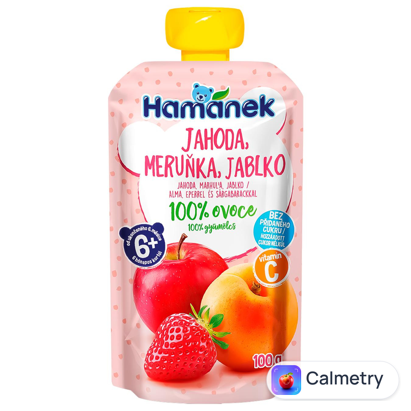 Пюре Hamanek яблуко з полуницею та абрикосом 100г