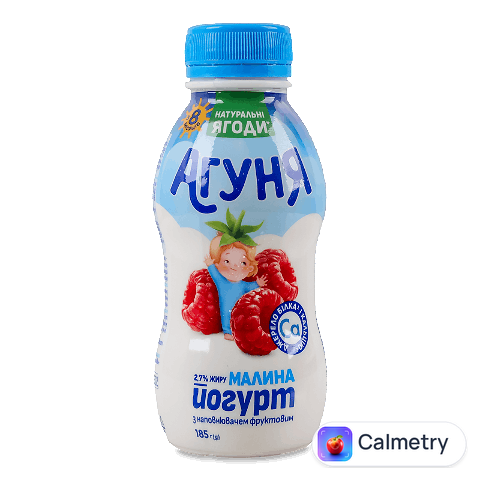 Йогурт «Агуня» малина з пробіо-вітамінами 2,7%, пляшка, 185г