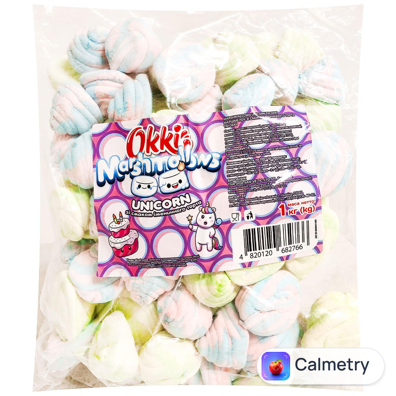 Маршмелоу Okki Unicorn зі смаком іменинного торта 1кг