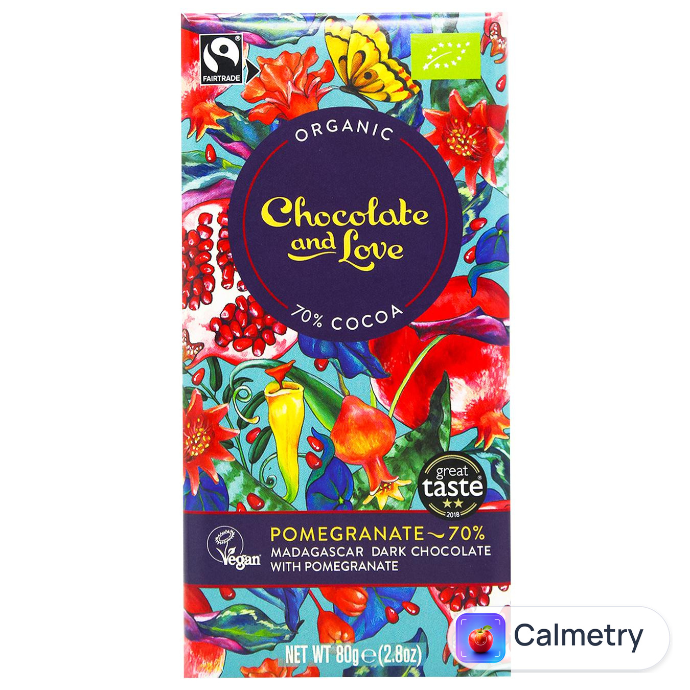 Шоколад чорний Chocolate and Love з гранатом органічний 70% 80г