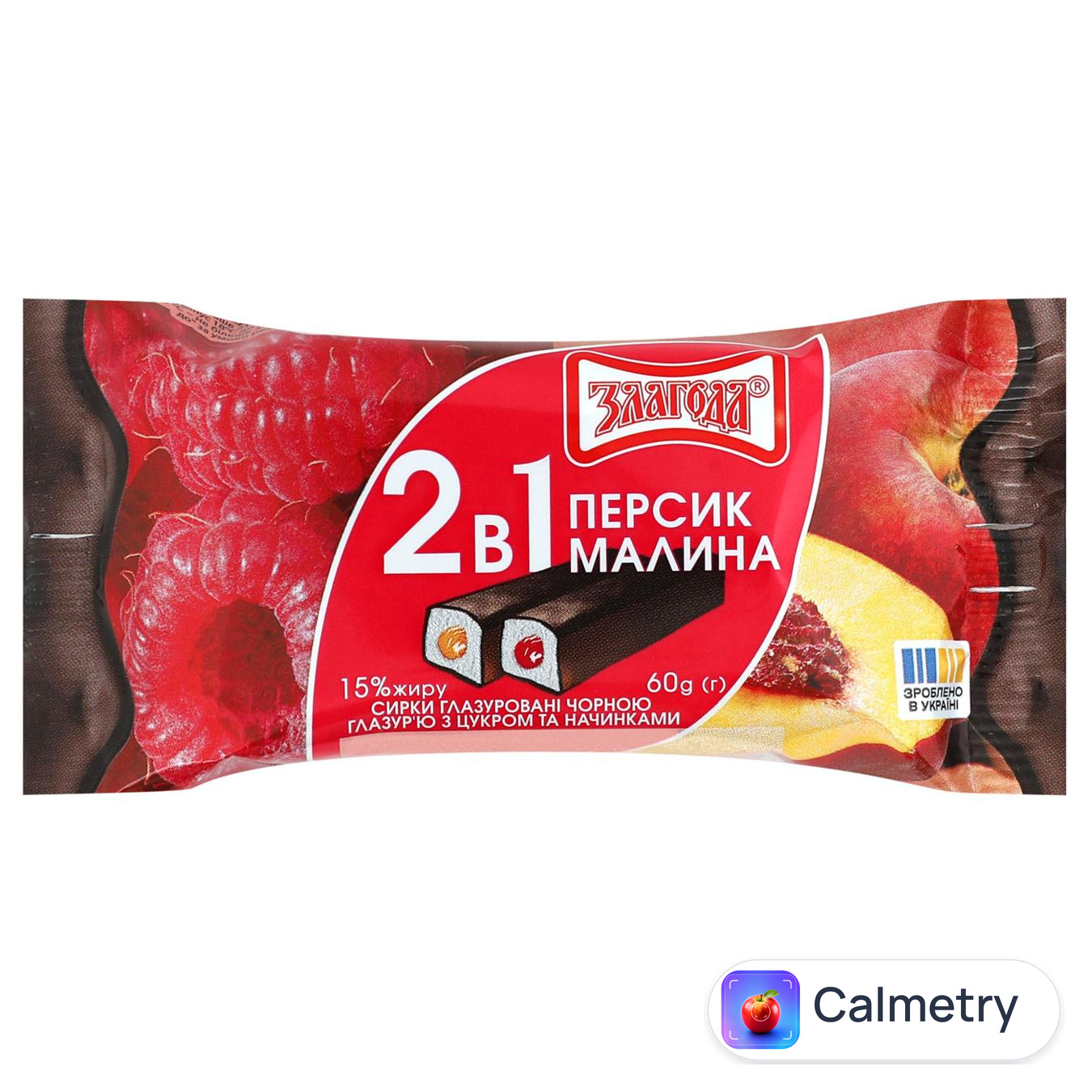 Сирки глазуровані Злагода персик-малина 2шт 15% 60г