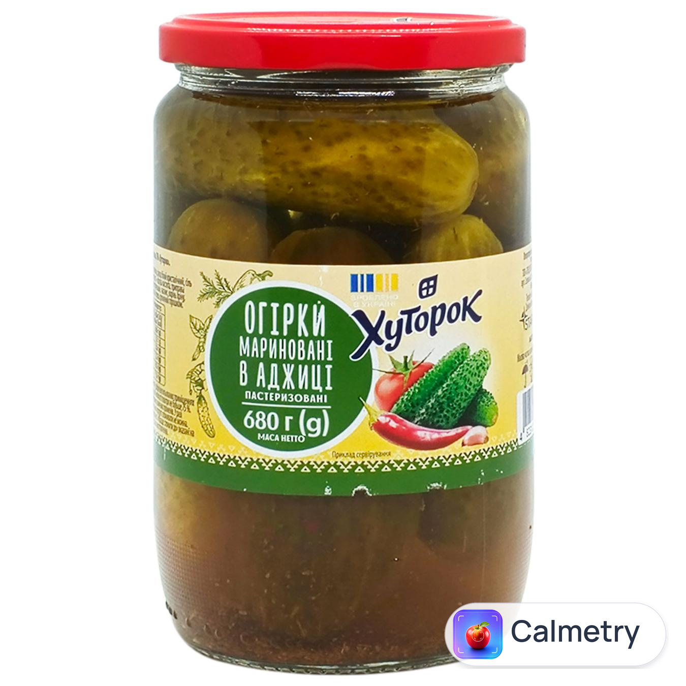 Огірки Хуторок мариновані в аджиці 680г