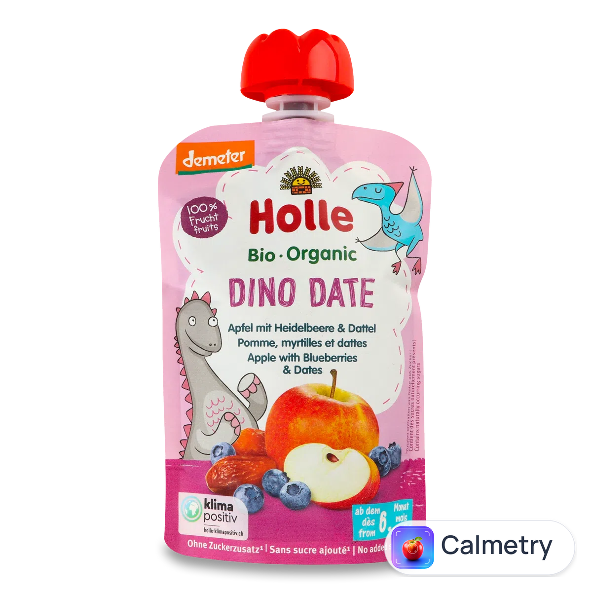 Пюре Holle Organic Dino Date яблуко-чорниця-фініки 100г