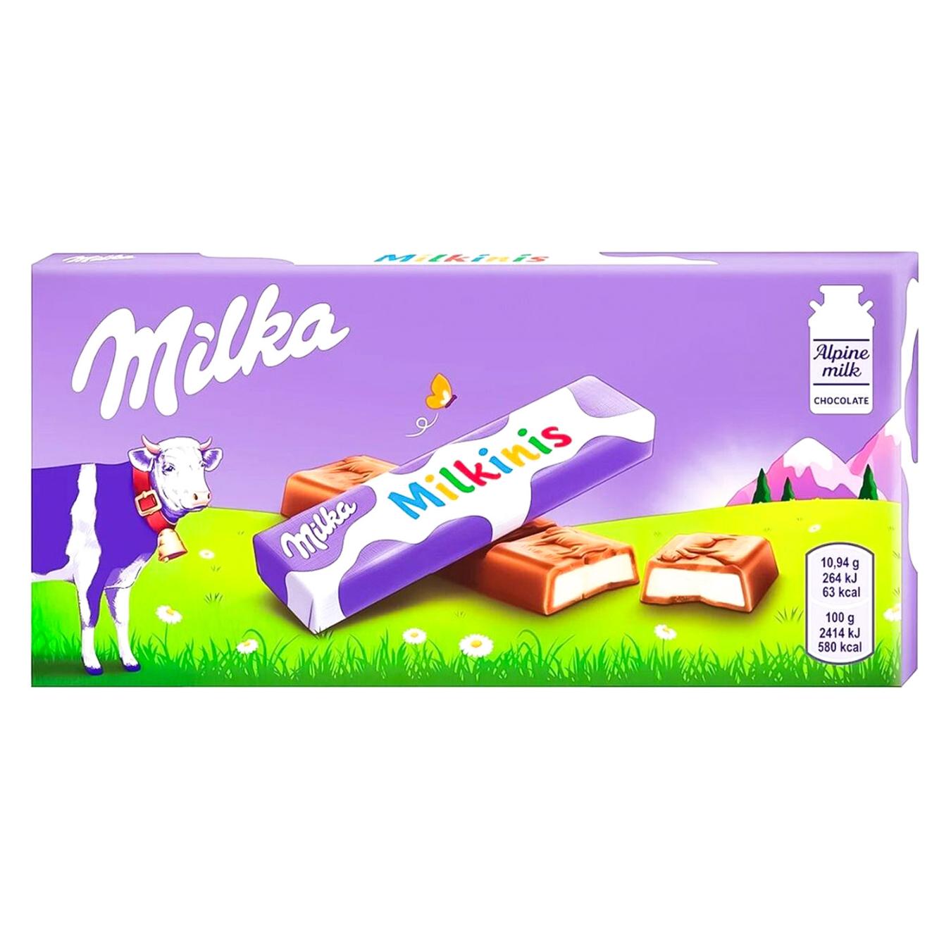 Шоколад молочний Milka Milkinis з молочною начинкою 87,5г — фото продукту