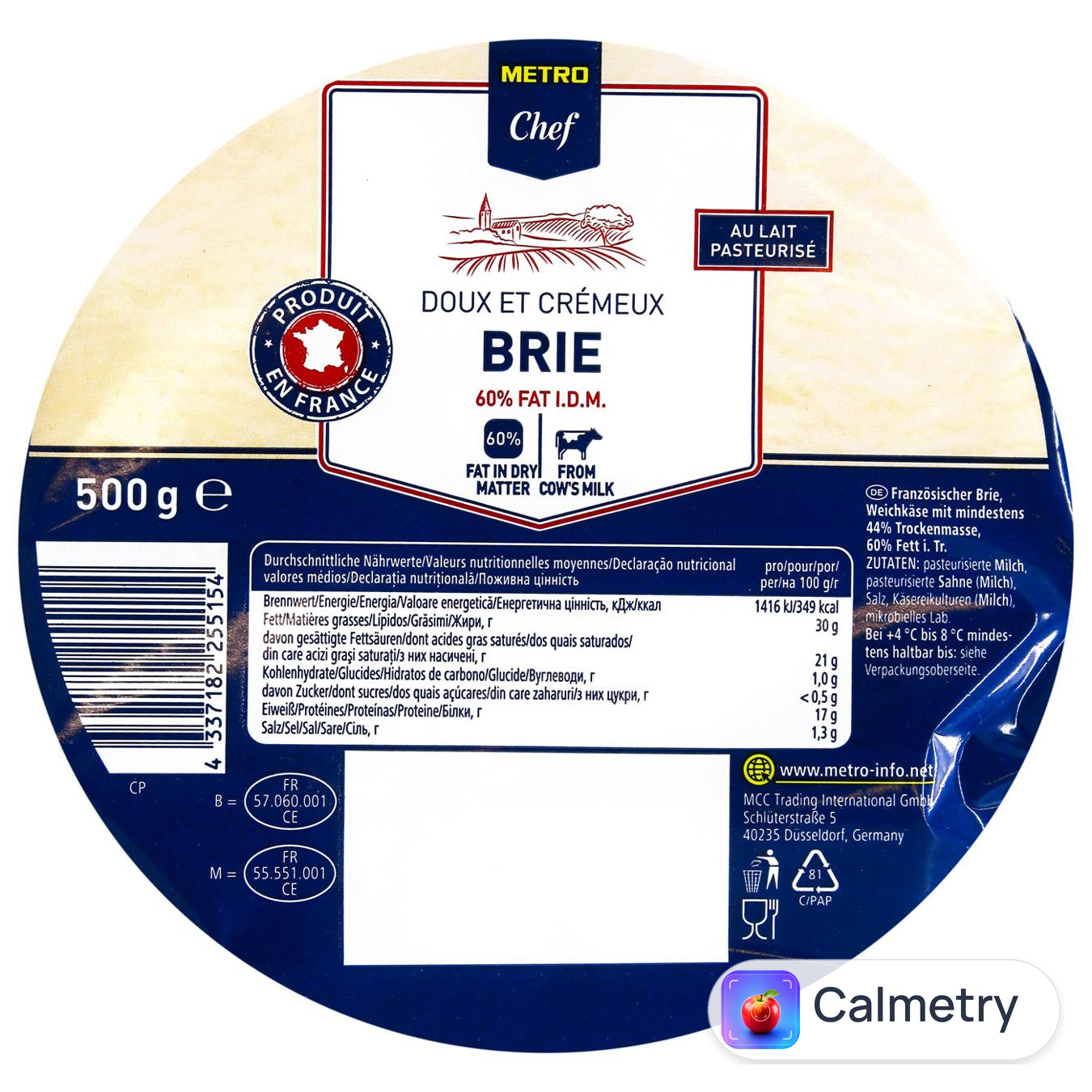 Сир Metro Chef Брі 60% 500г
