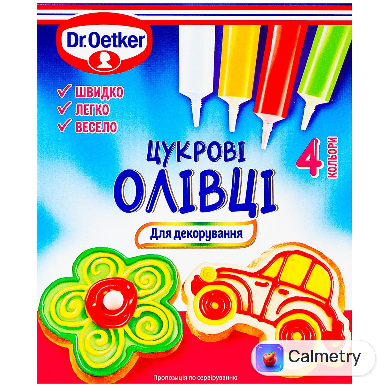 Олівці цукрові Dr.Oetker для декорування 4 кольори по 17г — фото продукту