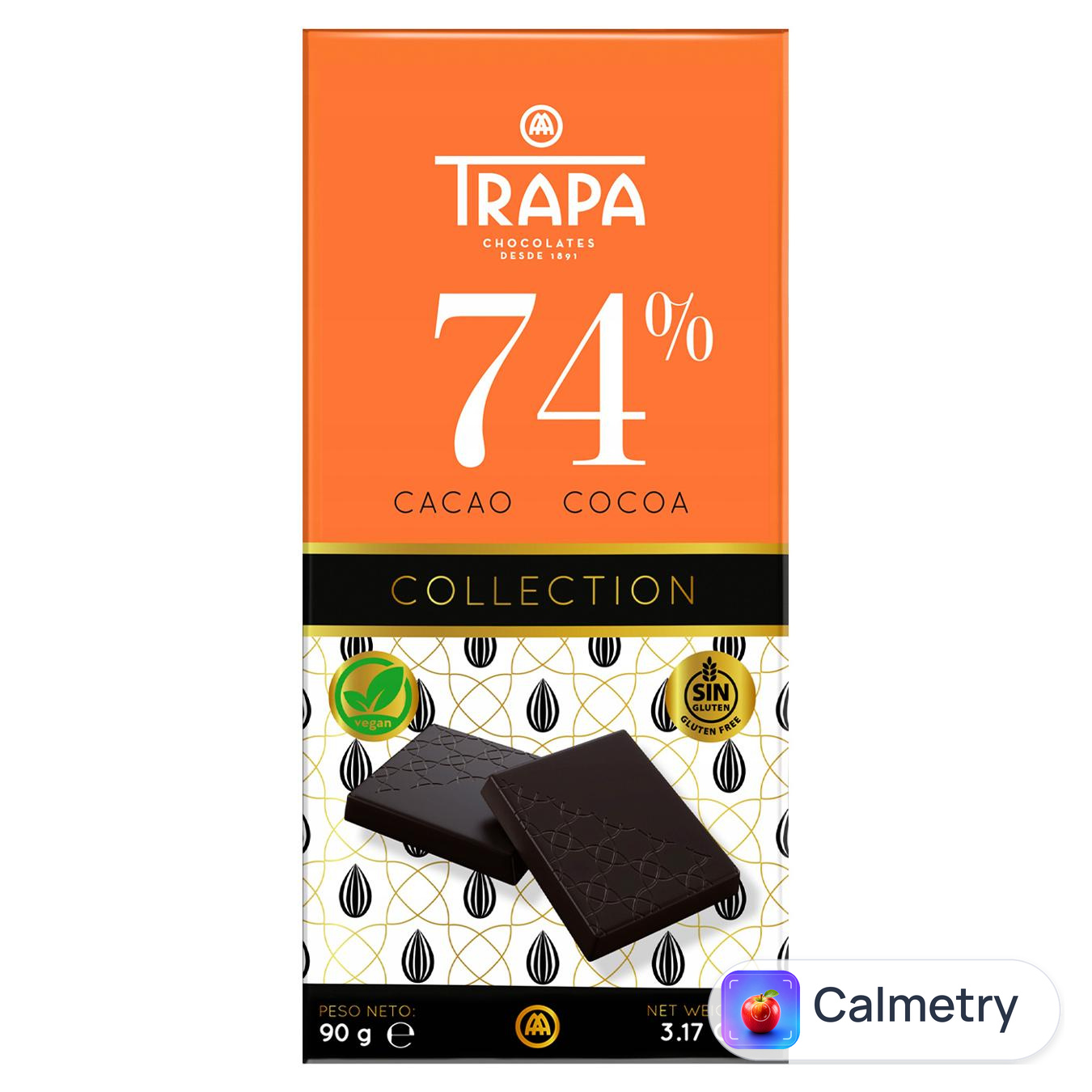 Шоколад чорний Trapa Collection веган 74% 90г — фото продукту