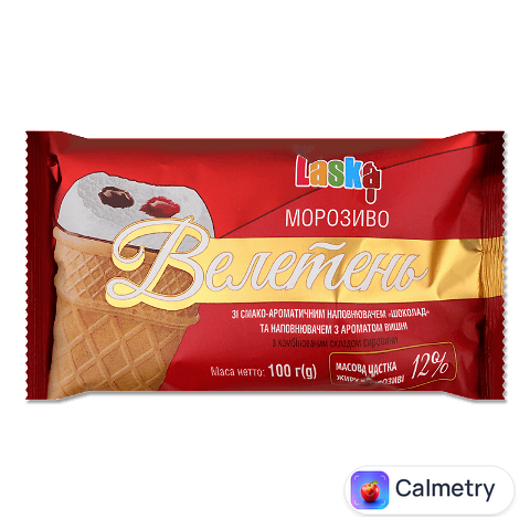 Морозиво Laska «Велетень» з наповнювачем шоколад та вишня, 100г